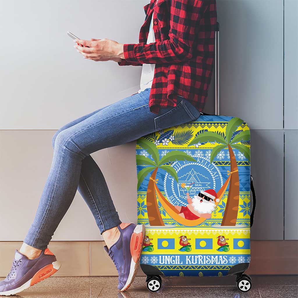 Palau Christmas Luggage Cover Chilling Santa Ungil Kurismas - Polynesian Pride