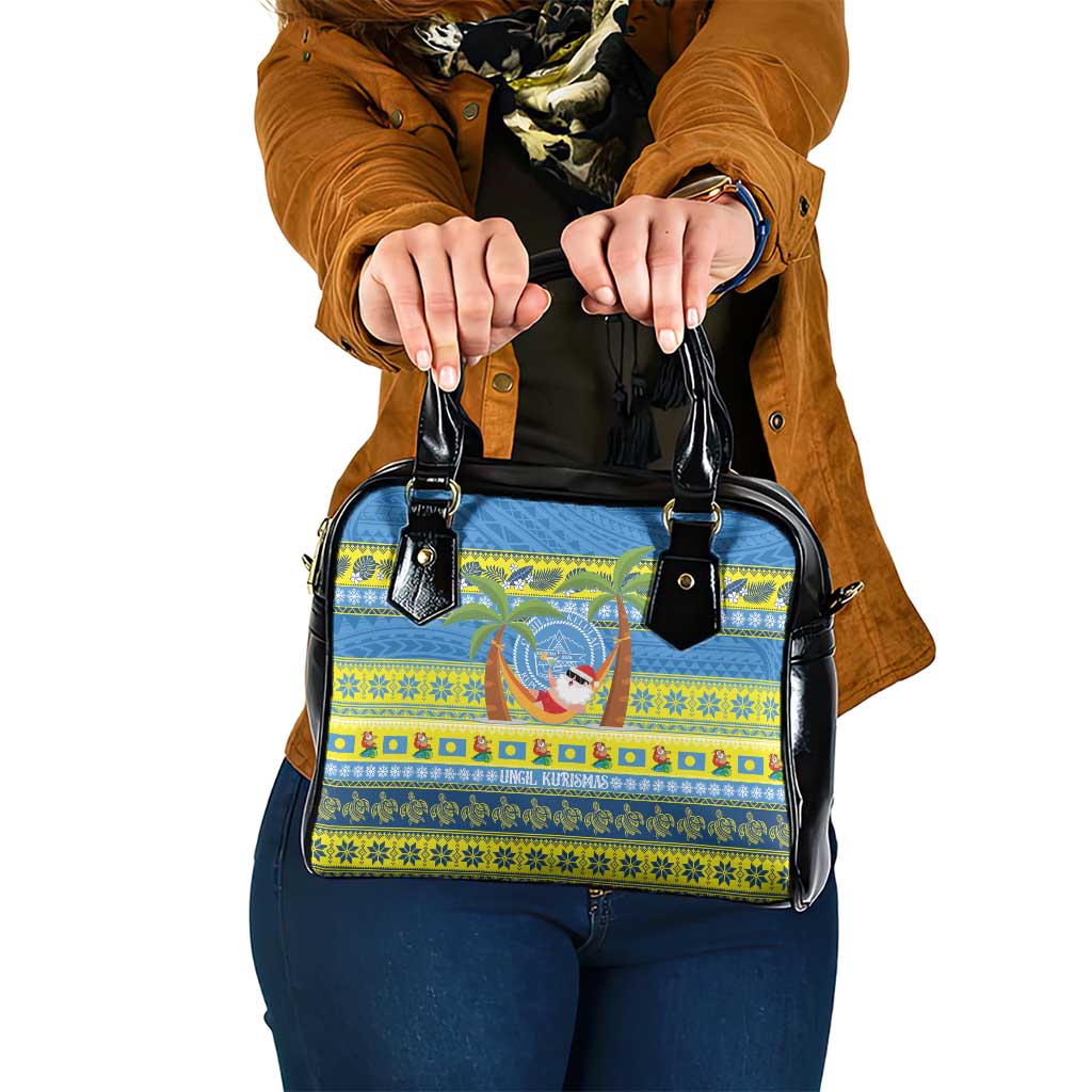 Palau Christmas Shoulder Handbag Chilling Santa Ungil Kurismas - Polynesian Pride