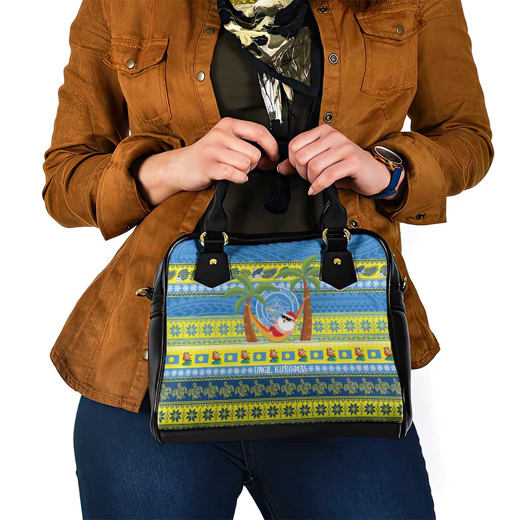 Palau Christmas Shoulder Handbag Chilling Santa Ungil Kurismas - Polynesian Pride