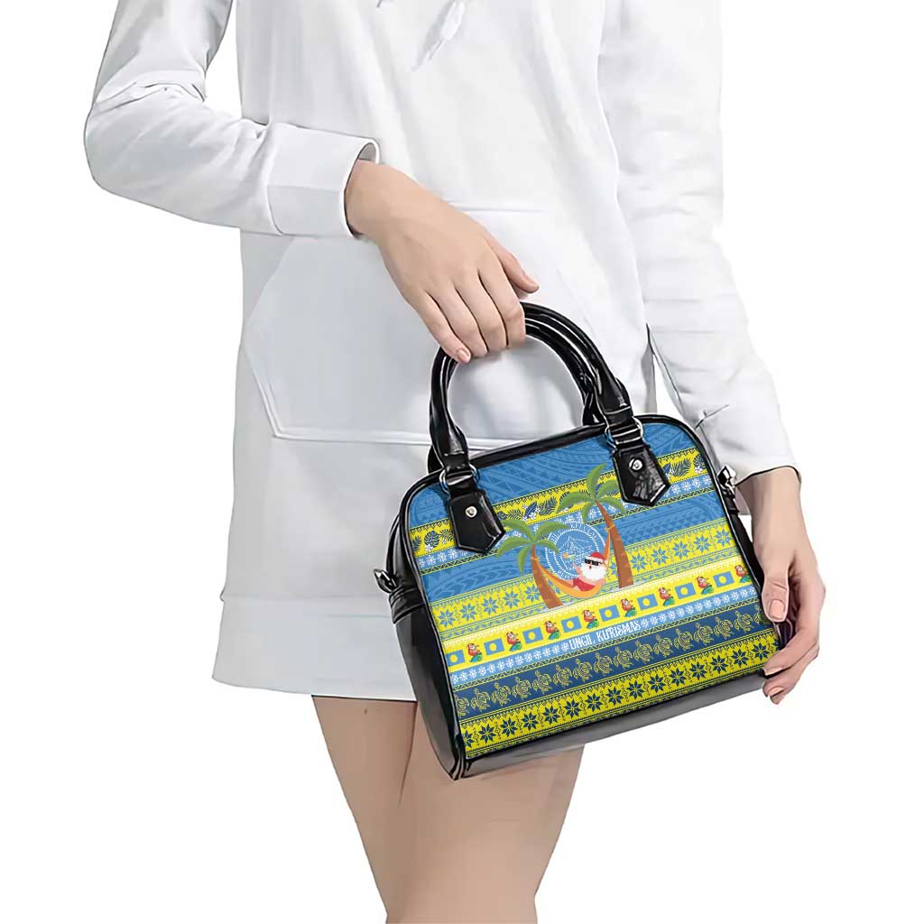 Palau Christmas Shoulder Handbag Chilling Santa Ungil Kurismas - Polynesian Pride