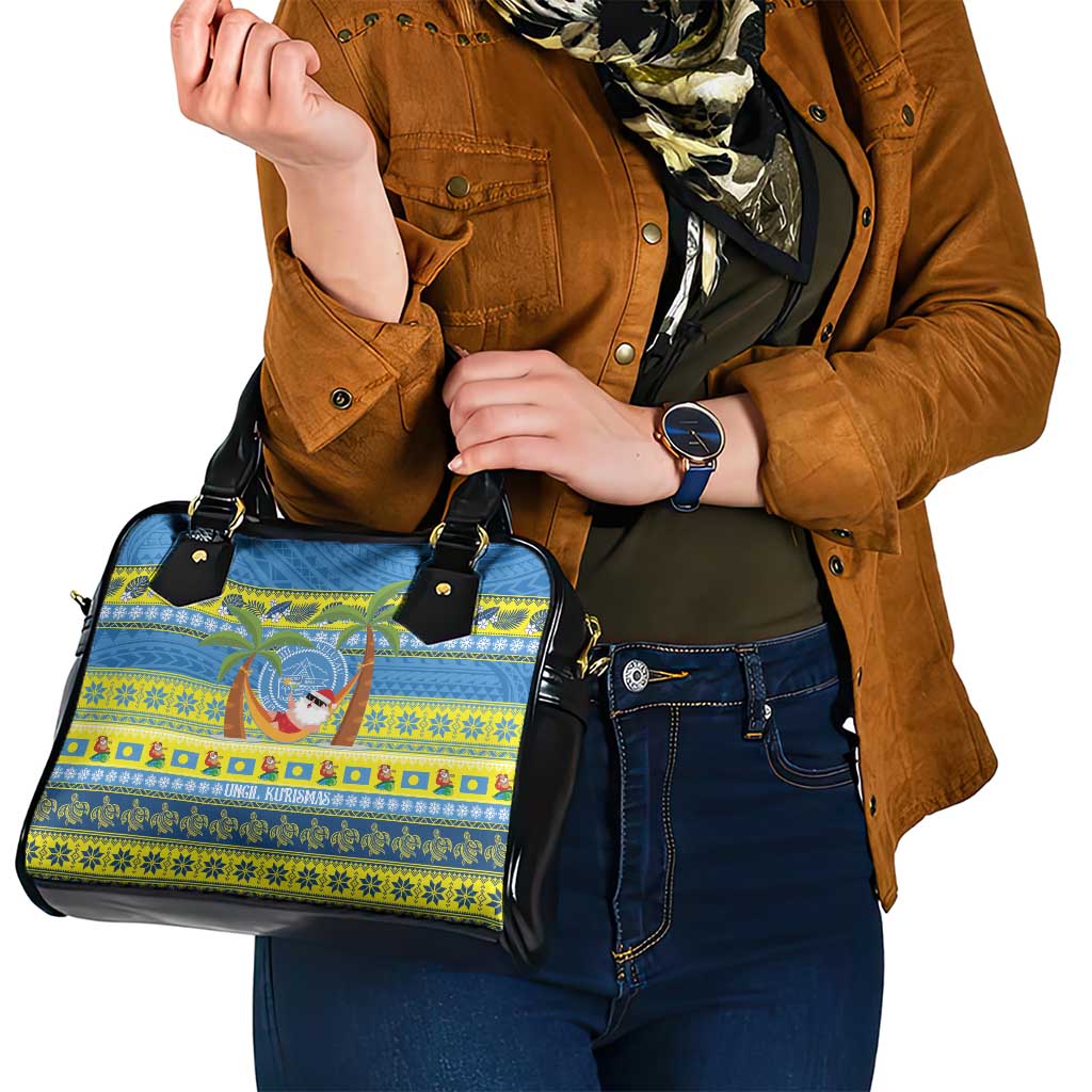 Palau Christmas Shoulder Handbag Chilling Santa Ungil Kurismas - Polynesian Pride