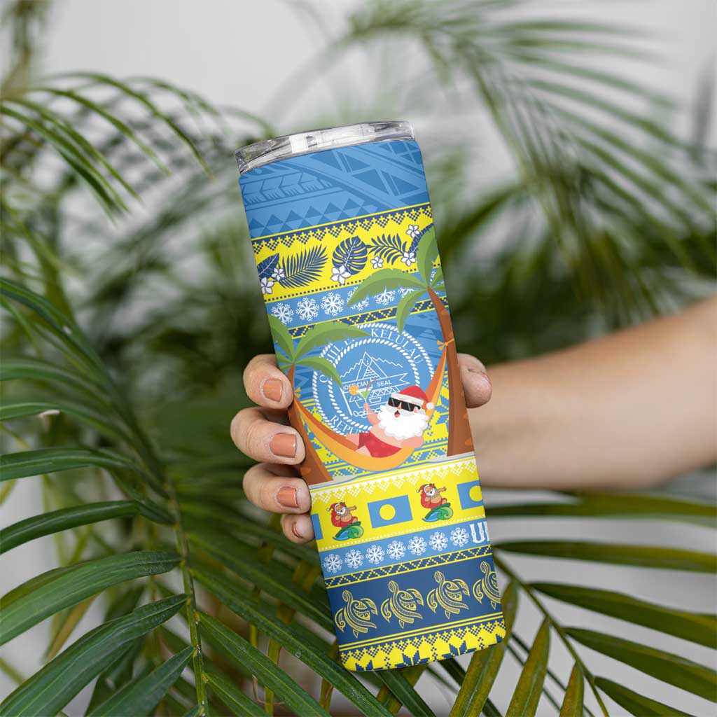 Palau Christmas Skinny Tumbler Chilling Santa Ungil Kurismas - Polynesian Pride