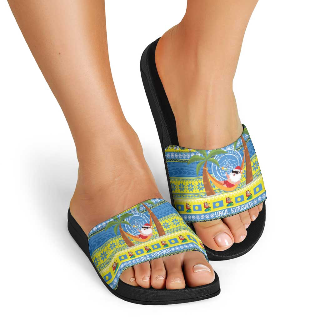Palau Christmas Slide Sandals Chilling Santa Ungil Kurismas - Polynesian Pride