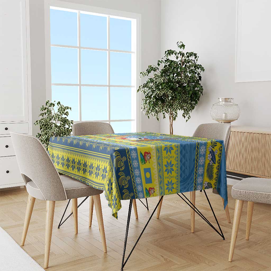 Palau Christmas Tablecloth Chilling Santa Ungil Kurismas - Polynesian Pride