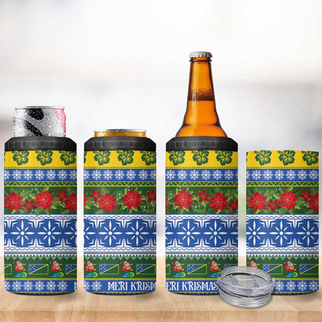 Solomon Islands Christmas 4 in 1 Can Cooler Tumbler The Solomons Melanesian Meri Krismas - Polynesian Pride