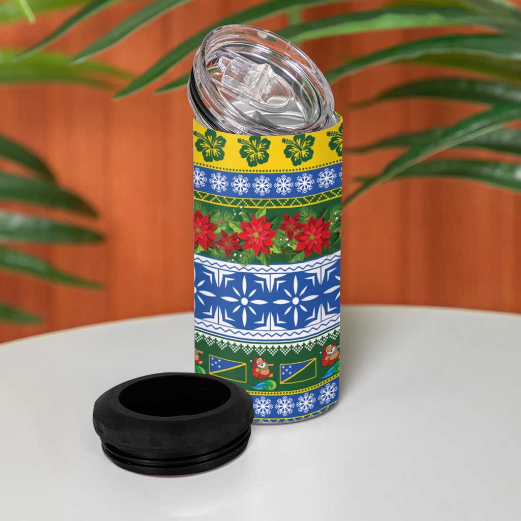 Solomon Islands Christmas 4 in 1 Can Cooler Tumbler The Solomons Melanesian Meri Krismas - Polynesian Pride