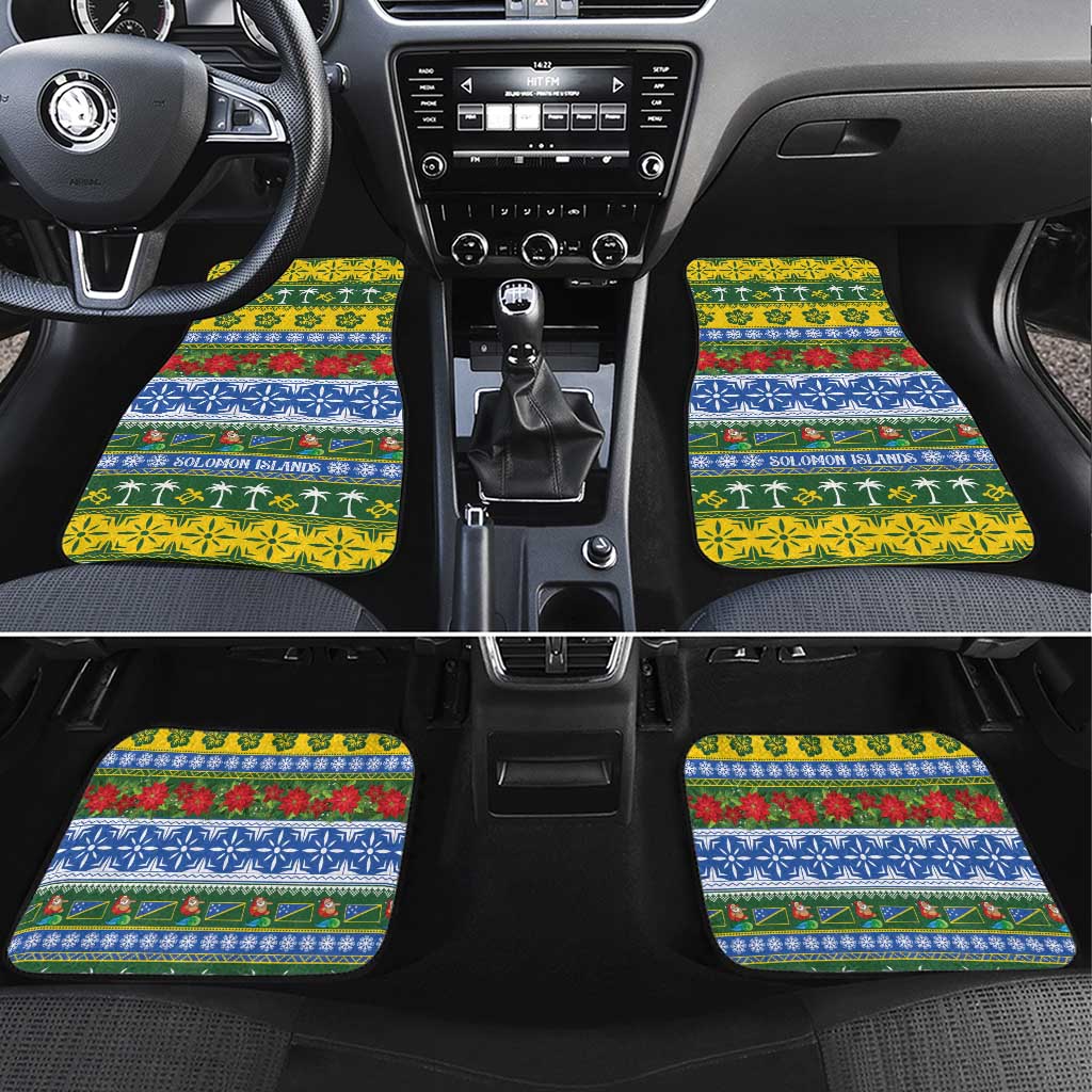Solomon Islands Christmas Car Mats The Solomons Melanesian Meri Krismas LT14 Set 4pcs Green - Polynesian Pride