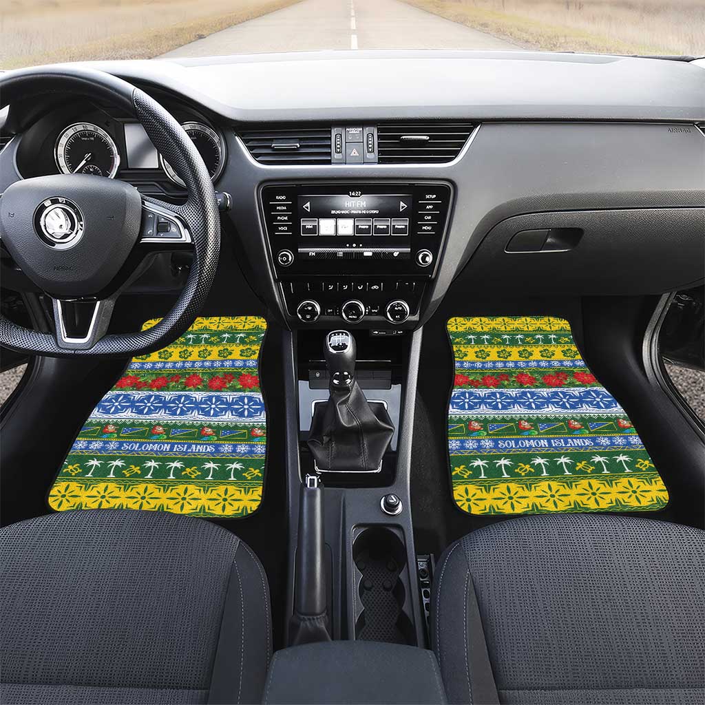 Solomon Islands Christmas Car Mats The Solomons Melanesian Meri Krismas LT14 Set 2pcs - Front Green - Polynesian Pride