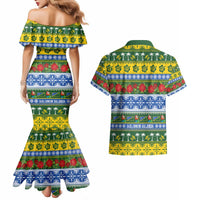 Solomon Islands Christmas Couples Matching Mermaid Dress and Hawaiian Shirt The Solomons Melanesian Meri Krismas LT14 - Polynesian Pride