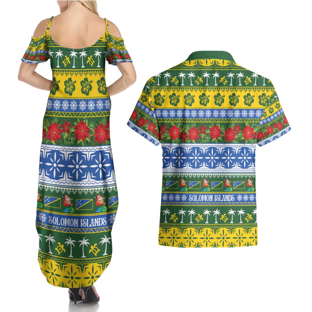 Solomon Islands Christmas Couples Matching Summer Maxi Dress and Hawaiian Shirt The Solomons Melanesian Meri Krismas LT14 - Polynesian Pride