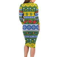 Solomon Islands Christmas Family Matching Long Sleeve Bodycon Dress and Hawaiian Shirt The Solomons Melanesian Meri Krismas LT14 - Polynesian Pride