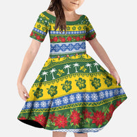 Solomon Islands Christmas Family Matching Mermaid Dress and Hawaiian Shirt The Solomons Melanesian Meri Krismas LT14 Daughter's Dress Green - Polynesian Pride