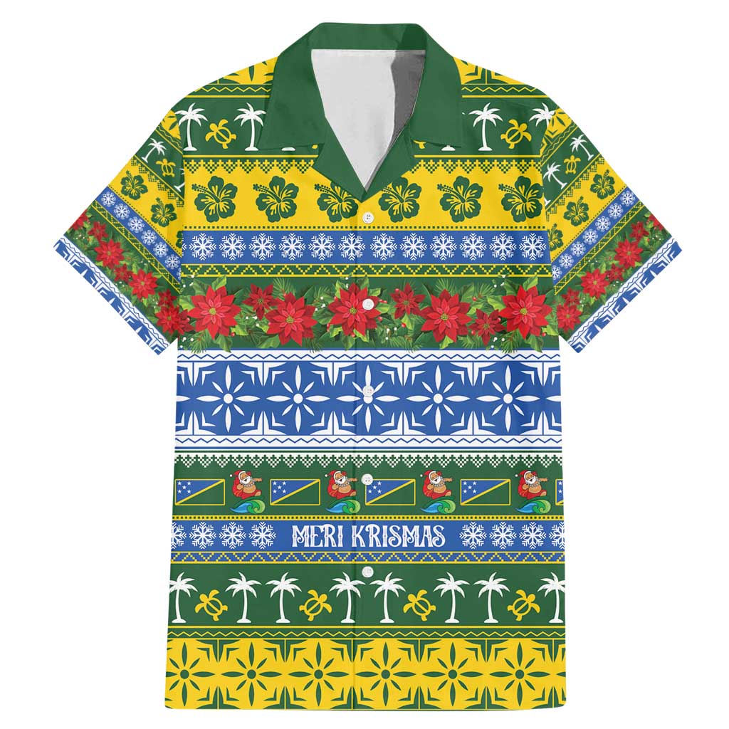 Solomon Islands Christmas Family Matching Mermaid Dress and Hawaiian Shirt The Solomons Melanesian Meri Krismas LT14 Dad's Shirt - Short Sleeve Green - Polynesian Pride