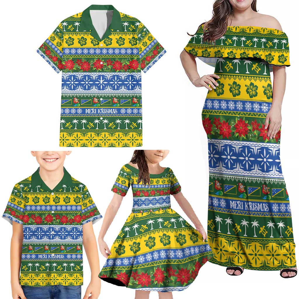 Solomon Islands Christmas Family Matching Off Shoulder Maxi Dress and Hawaiian Shirt The Solomons Melanesian Meri Krismas LT14 - Polynesian Pride