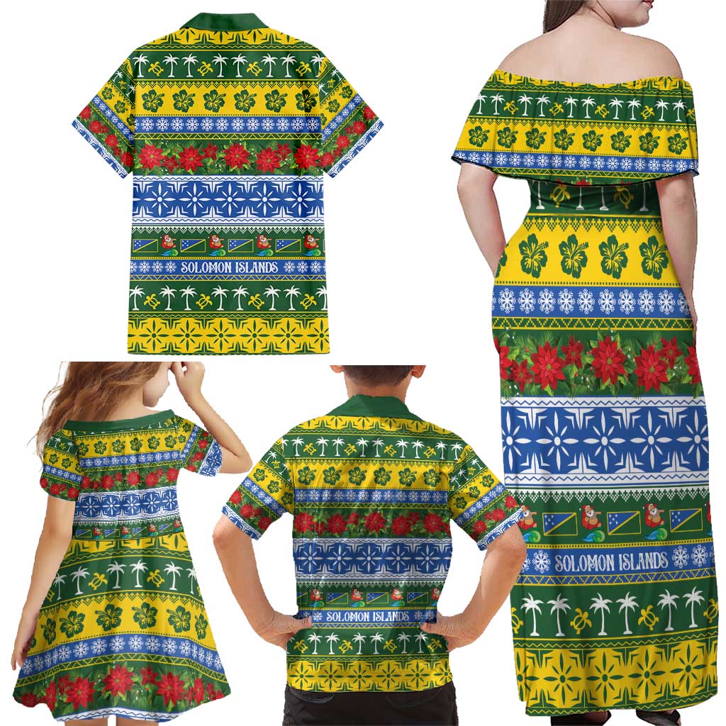 Solomon Islands Christmas Family Matching Off Shoulder Maxi Dress and Hawaiian Shirt The Solomons Melanesian Meri Krismas LT14 - Polynesian Pride