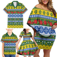 Solomon Islands Christmas Family Matching Off Shoulder Short Dress and Hawaiian Shirt The Solomons Melanesian Meri Krismas LT14 - Polynesian Pride