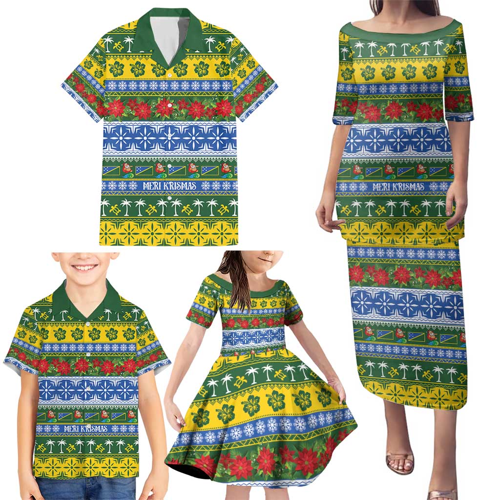 Solomon Islands Christmas Family Matching Puletasi and Hawaiian Shirt The Solomons Melanesian Meri Krismas LT14 - Polynesian Pride