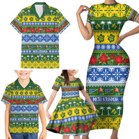 Solomon Islands Christmas Family Matching Short Sleeve Bodycon Dress and Hawaiian Shirt The Solomons Melanesian Meri Krismas LT14 - Polynesian Pride