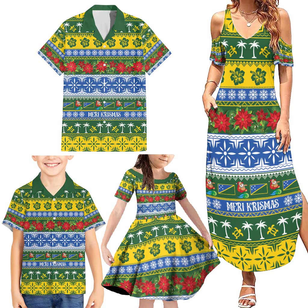 Solomon Islands Christmas Family Matching Summer Maxi Dress and Hawaiian Shirt The Solomons Melanesian Meri Krismas LT14 - Polynesian Pride
