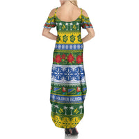 Solomon Islands Christmas Family Matching Summer Maxi Dress and Hawaiian Shirt The Solomons Melanesian Meri Krismas LT14 - Polynesian Pride