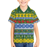 Solomon Islands Christmas Family Matching Summer Maxi Dress and Hawaiian Shirt The Solomons Melanesian Meri Krismas LT14 Son's Shirt Green - Polynesian Pride