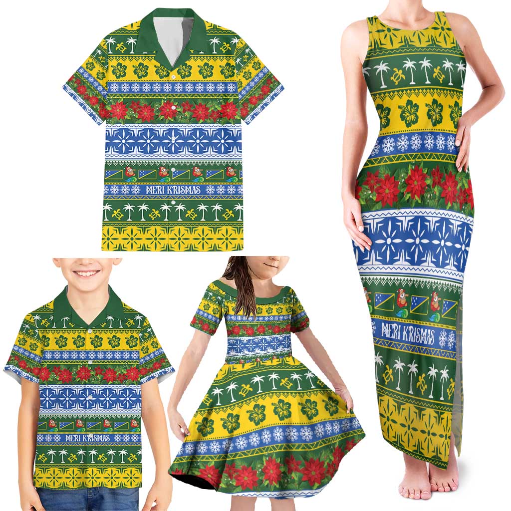 Solomon Islands Christmas Family Matching Tank Maxi Dress and Hawaiian Shirt The Solomons Melanesian Meri Krismas LT14 - Polynesian Pride
