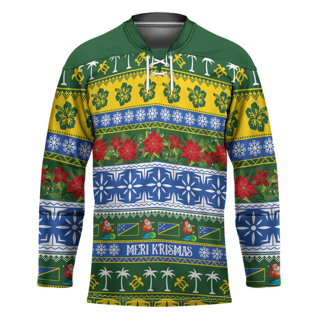 Solomon Islands Christmas Hockey Jersey The Solomons Melanesian Meri Krismas - Polynesian Pride