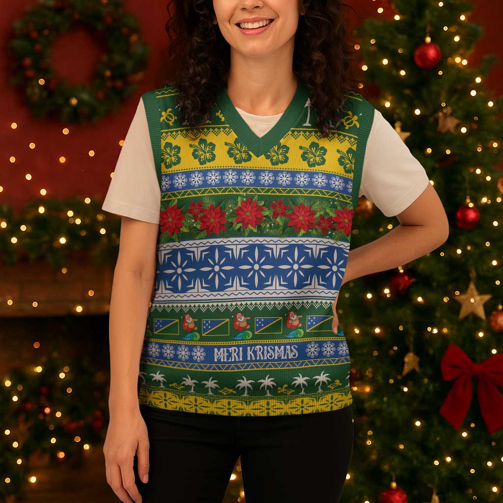 Solomon Islands Christmas Knitted V-Neck Vest The Solomons Melanesian Meri Krismas - Polynesian Pride