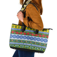Solomon Islands Christmas Leather Tote Bag The Solomons Melanesian Meri Krismas - Polynesian Pride