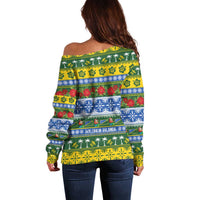 Solomon Islands Christmas Off Shoulder Sweater The Solomons Melanesian Meri Krismas LT14 - Polynesian Pride