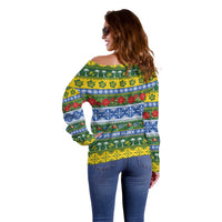 Solomon Islands Christmas Off Shoulder Sweater The Solomons Melanesian Meri Krismas LT14 - Polynesian Pride