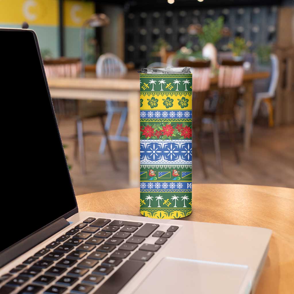 Solomon Islands Christmas Skinny Tumbler The Solomons Melanesian Meri Krismas - Polynesian Pride