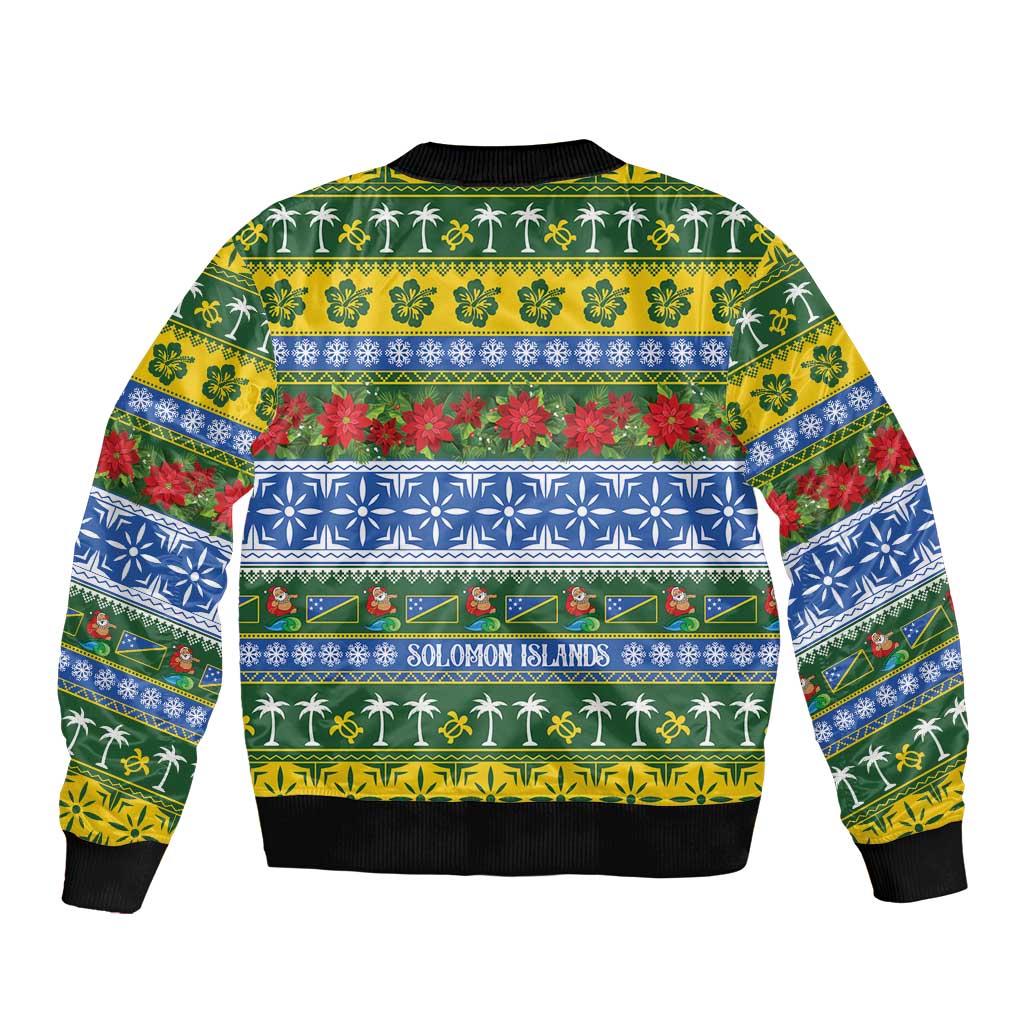 Solomon Islands Christmas Sleeve Zip Bomber Jacket The Solomons Melanesian Meri Krismas LT14 - Polynesian Pride