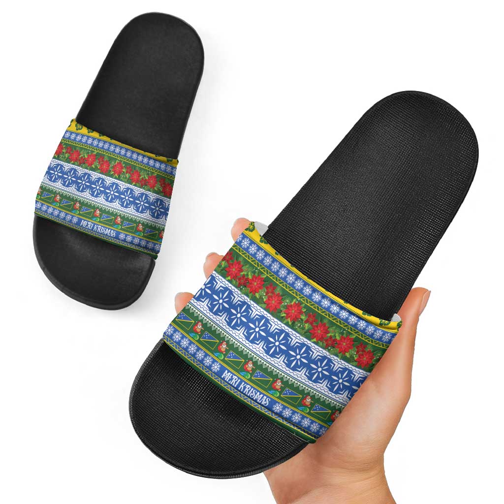 Solomon Islands Christmas Slide Sandals The Solomons Melanesian Meri Krismas LT14 - Polynesian Pride
