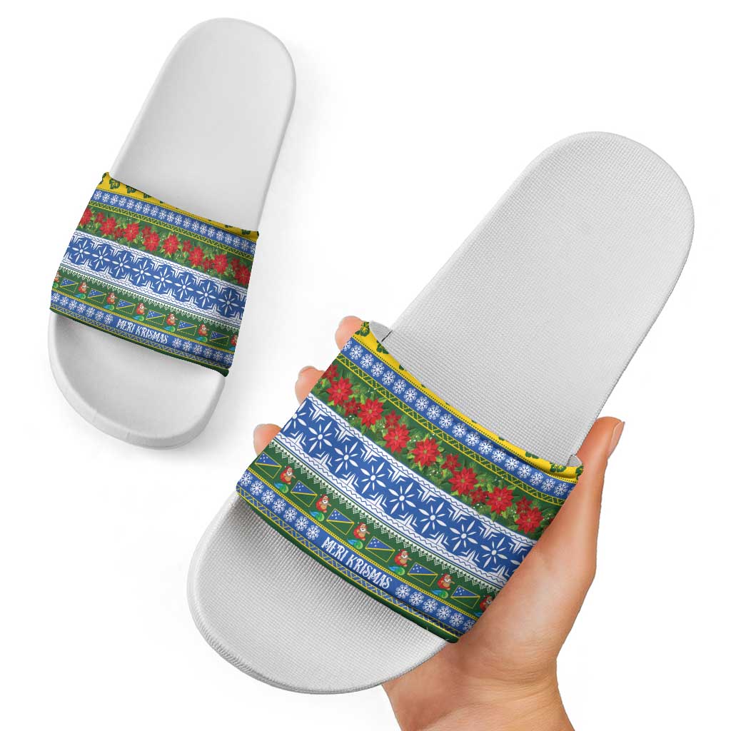 Solomon Islands Christmas Slide Sandals The Solomons Melanesian Meri Krismas LT14 - Polynesian Pride