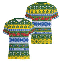 Solomon Islands Christmas Women V-Neck T-Shirt The Solomons Melanesian Meri Krismas - Polynesian Pride