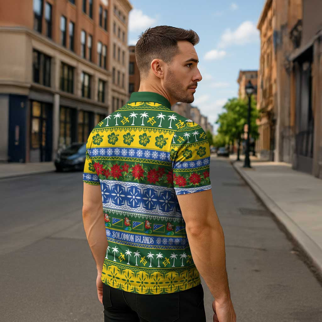 Solomon Islands Christmas Zipper Polo Shirt The Solomons Melanesian Meri Krismas - Polynesian Pride
