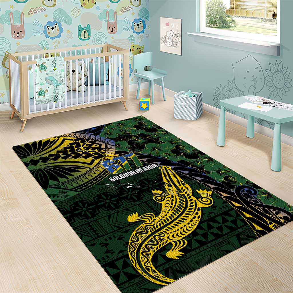 Solomon Islands Area Rug 677 Proud Crocodile Melanesian Pattern - Polynesian Pride