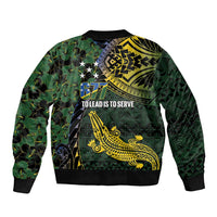 Solomon Islands Bomber Jacket 677 Proud Crocodile Melanesian Pattern - Polynesian Pride
