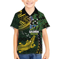 Solomon Islands Family Matching Long Sleeve Bodycon Dress and Hawaiian Shirt 677 Proud Crocodile Melanesian Pattern LT14 Son's Shirt Black - Polynesian Pride