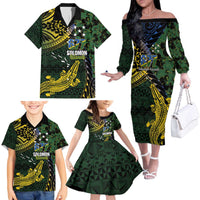 Solomon Islands Family Matching Off The Shoulder Long Sleeve Dress and Hawaiian Shirt 677 Proud Crocodile Melanesian Pattern LT14 - Polynesian Pride