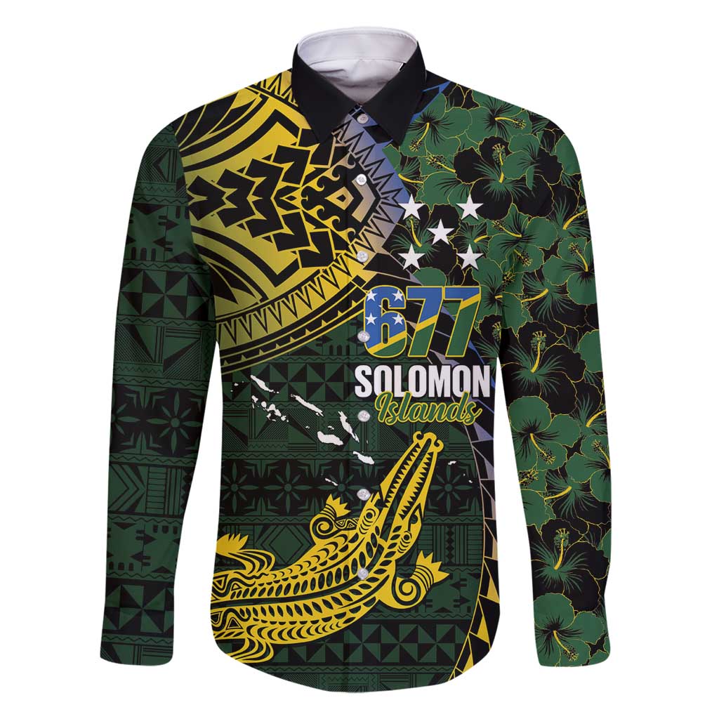 Solomon Islands Family Matching Off Shoulder Maxi Dress and Hawaiian Shirt 677 Proud Crocodile Melanesian Pattern - Polynesian Pride
