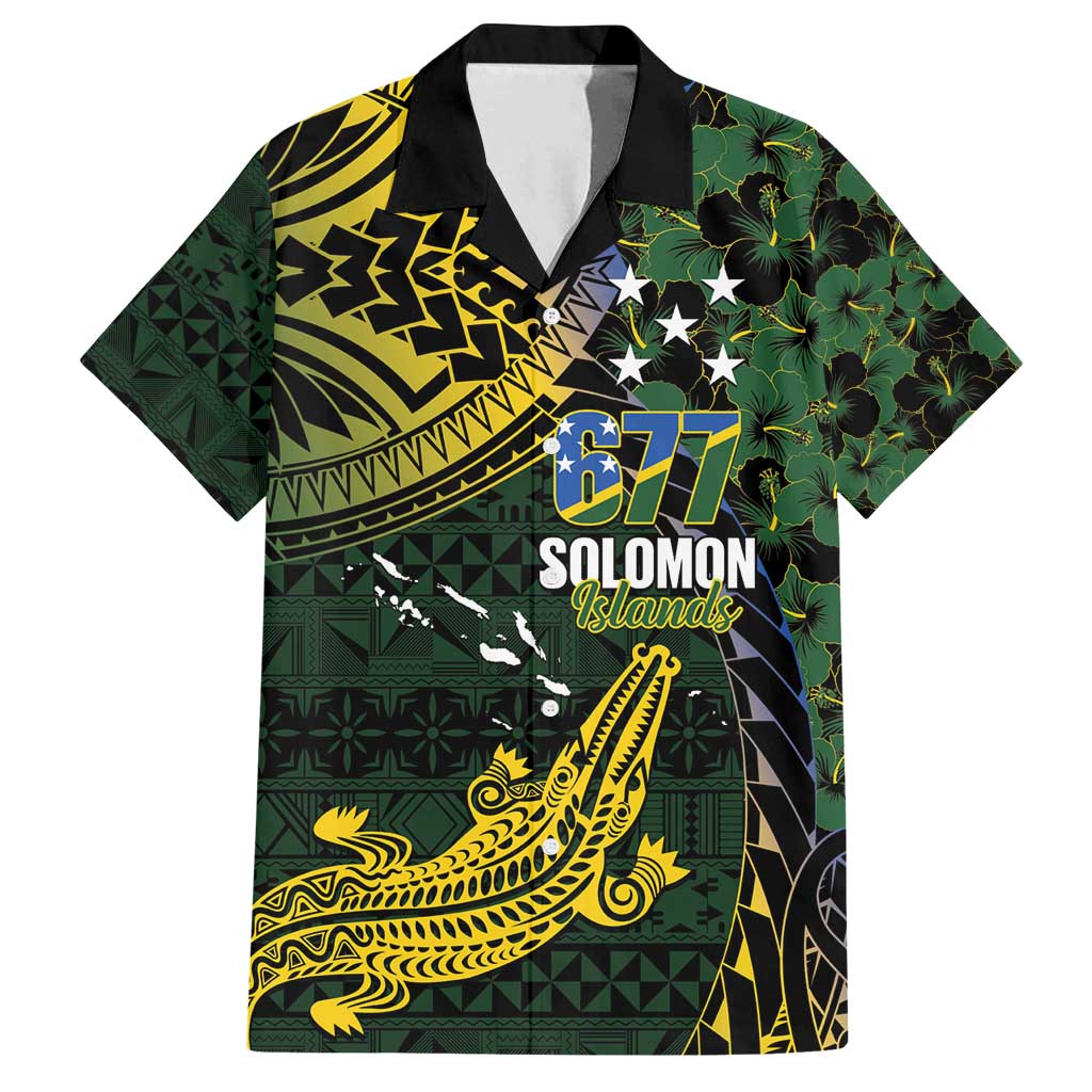 Solomon Islands Family Matching Off Shoulder Short Dress and Hawaiian Shirt 677 Proud Crocodile Melanesian Pattern - Polynesian Pride