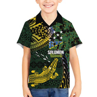 Solomon Islands Family Matching Short Sleeve Bodycon Dress and Hawaiian Shirt 677 Proud Crocodile Melanesian Pattern LT14 Son's Shirt Black - Polynesian Pride