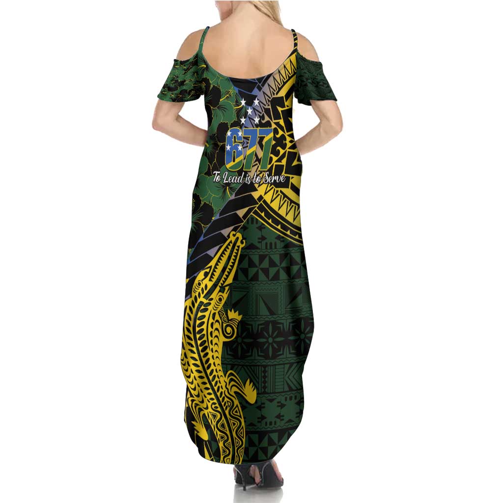 Solomon Islands Family Matching Summer Maxi Dress and Hawaiian Shirt 677 Proud Crocodile Melanesian Pattern - Polynesian Pride