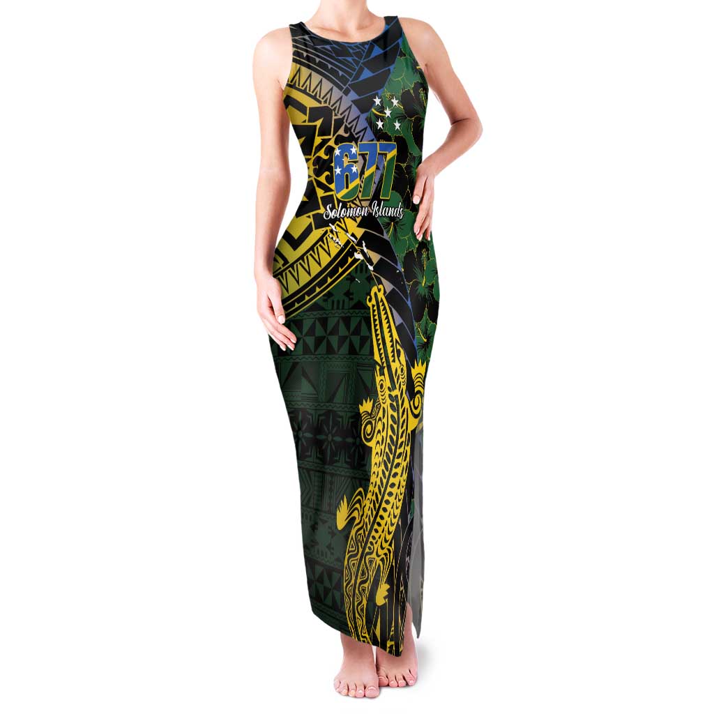 Solomon Islands Family Matching Tank Maxi Dress and Hawaiian Shirt 677 Proud Crocodile Melanesian Pattern - Polynesian Pride