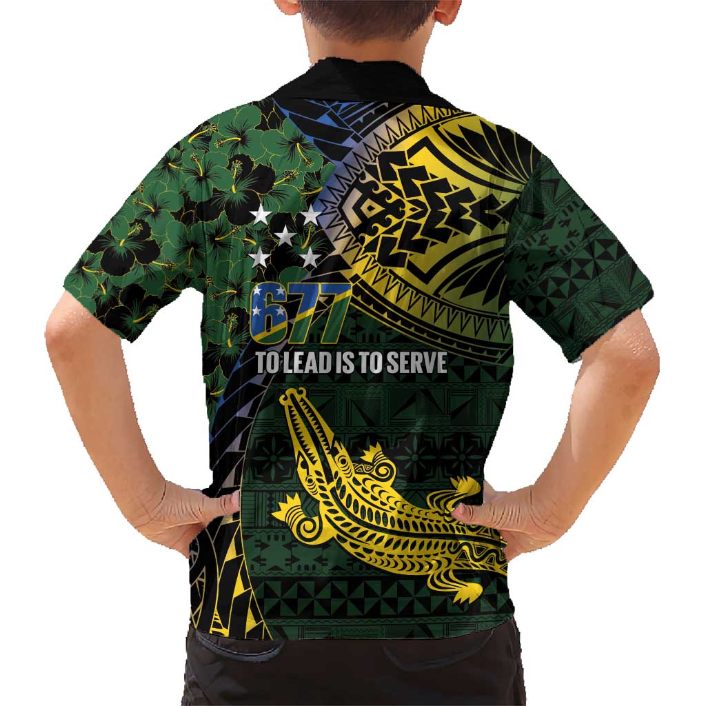 Solomon Islands Kid Hawaiian Shirt 677 Proud Crocodile Melanesian Pattern - Polynesian Pride
