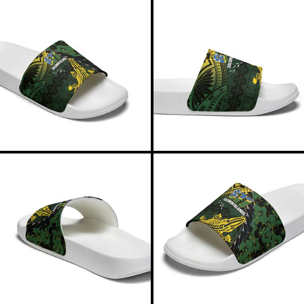 Solomon Islands Slide Sandals 677 Proud Crocodile Melanesian Pattern - Polynesian Pride