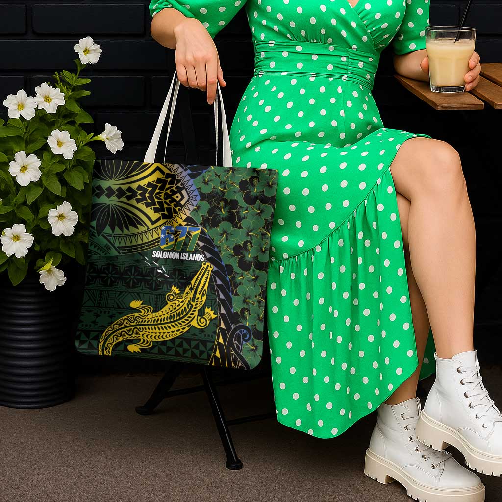 Solomon Islands Tote Bag 677 Proud Crocodile Melanesian Pattern - Polynesian Pride