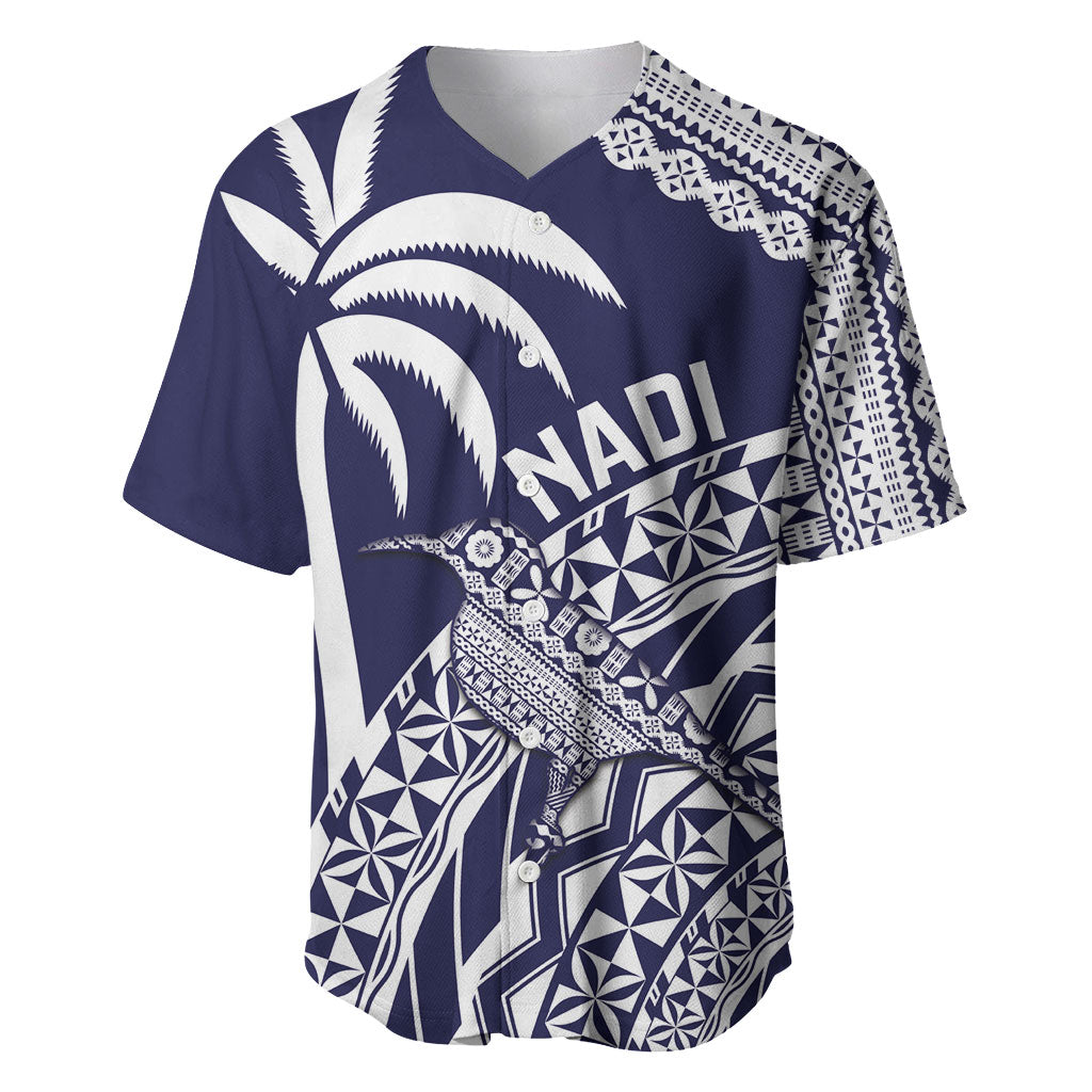 Nadi Fiji 2026 Rugby Custom Baseball Jersey Kikau Fijian Tapa Pattern LT14 Navy Blue - Polynesian Pride